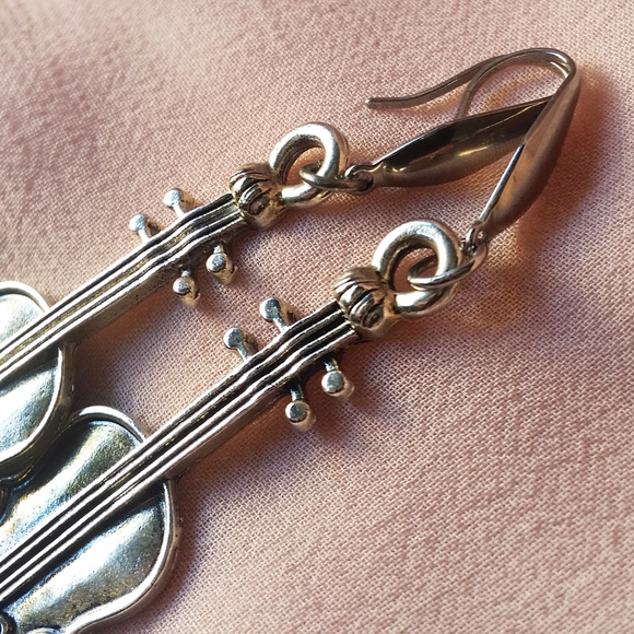 Gypsy Violin Earrings Silver - Picture 3 of 5